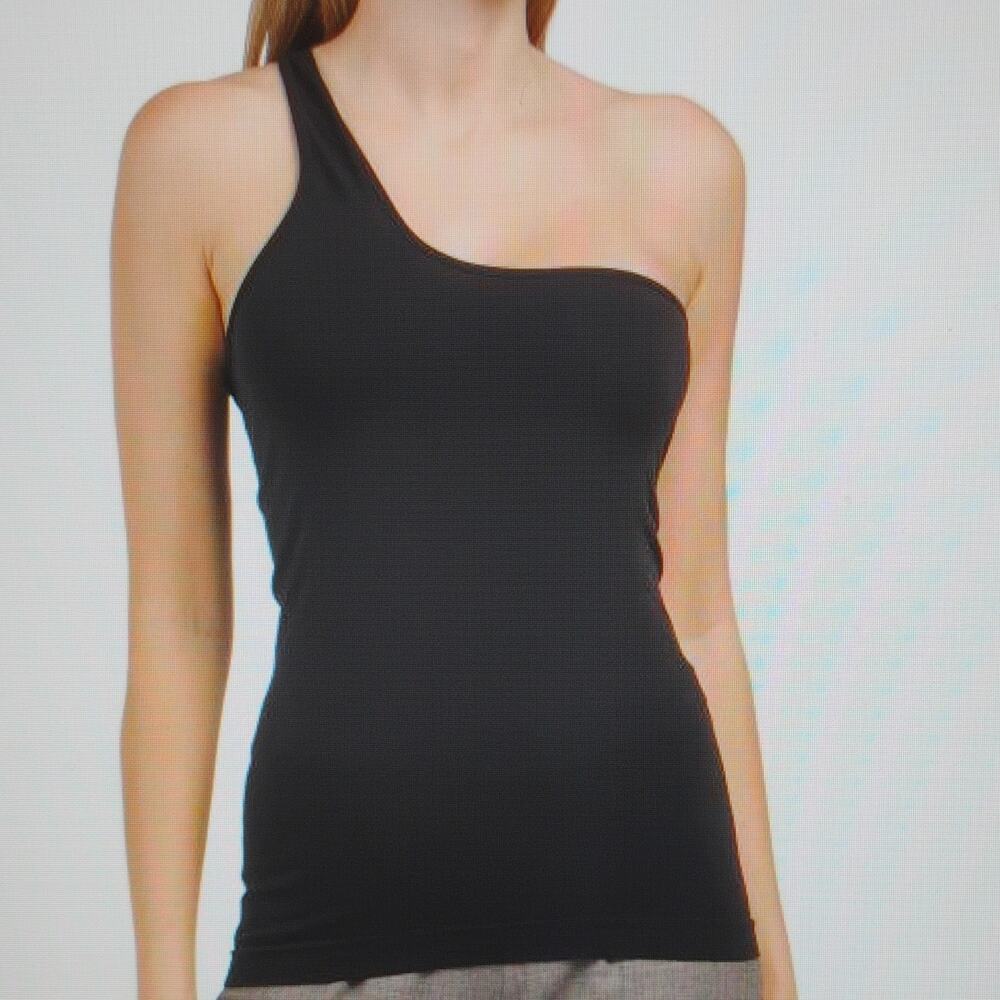 Helmut Lang One Shoulder Seamless Jersey Tank Top Black Size XS / S HLW54187